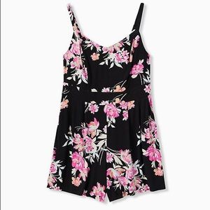 Torrid, black floral romper, size 1